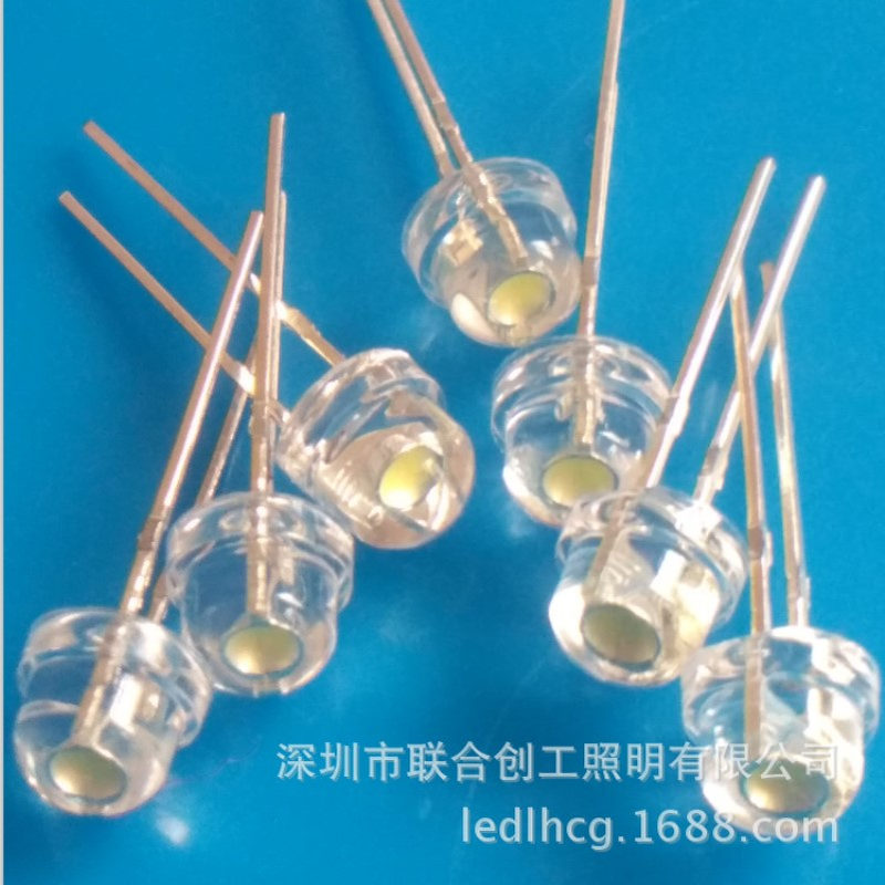 直插发光二极管F5短脚抗光衰草帽白光灯珠  亮度5-6LM 正白 冷白