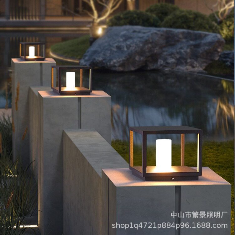 太阳能柱头灯户外防水庭院灯家用阳台灯酒店别墅草坪灯草地景观灯