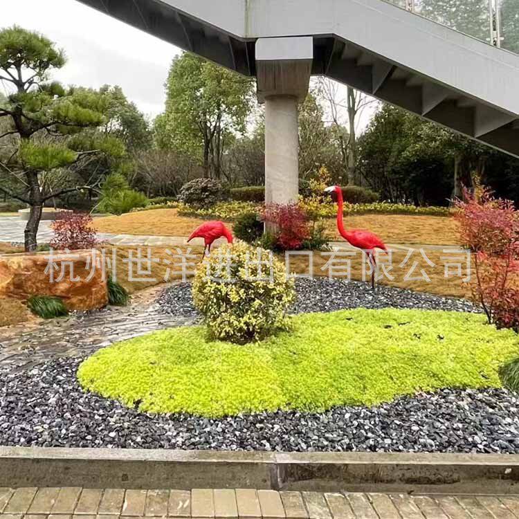 杭州世洋动物雕塑玻璃钢雕塑火烈鸟景观雕塑(路桥中央山)