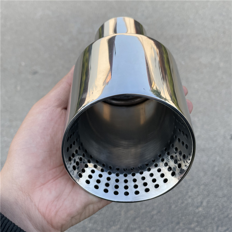 汽车改装排气管尾喉新款带孔通用焊接不锈钢消声器装饰配件用品