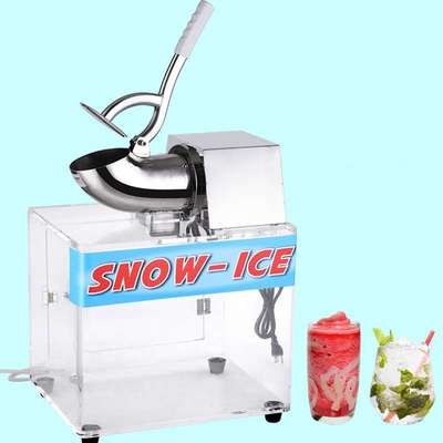 商用电动刨冰机带亚克力箱体绵绵冰碎冰机全不锈钢双刀片碎冰机