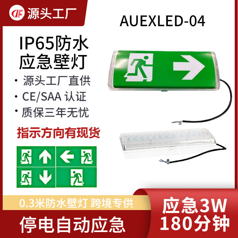 应急舱壁灯防水应急照明灯3小时备用时间LED安全出口标志灯3W