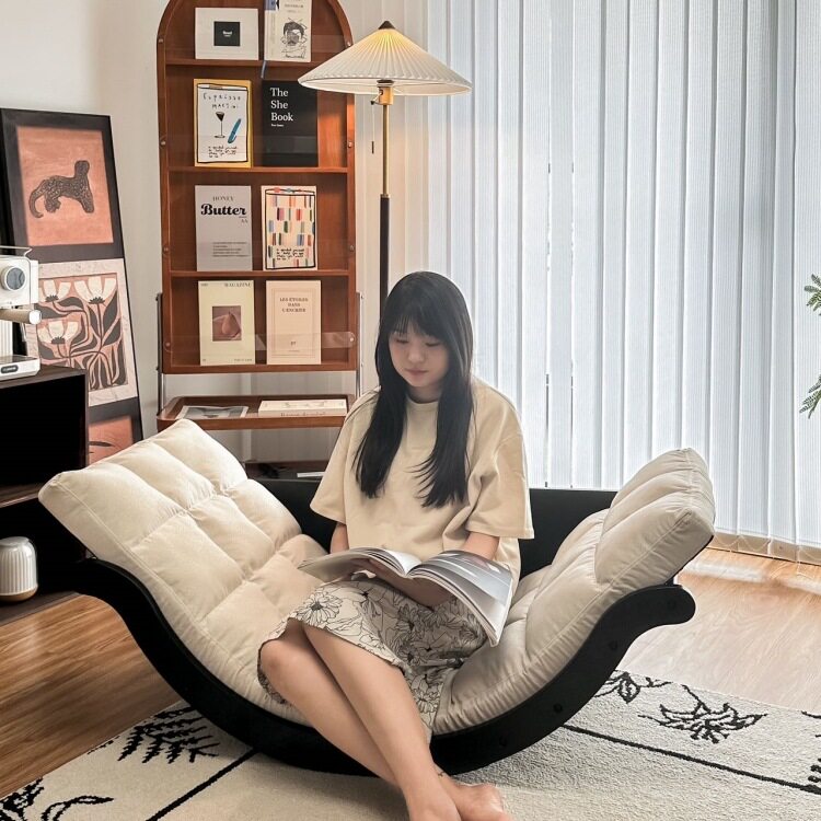 三梦月亮摇摇椅大人实木多功能阳台躺椅成人复古单人休闲椅懒人椅