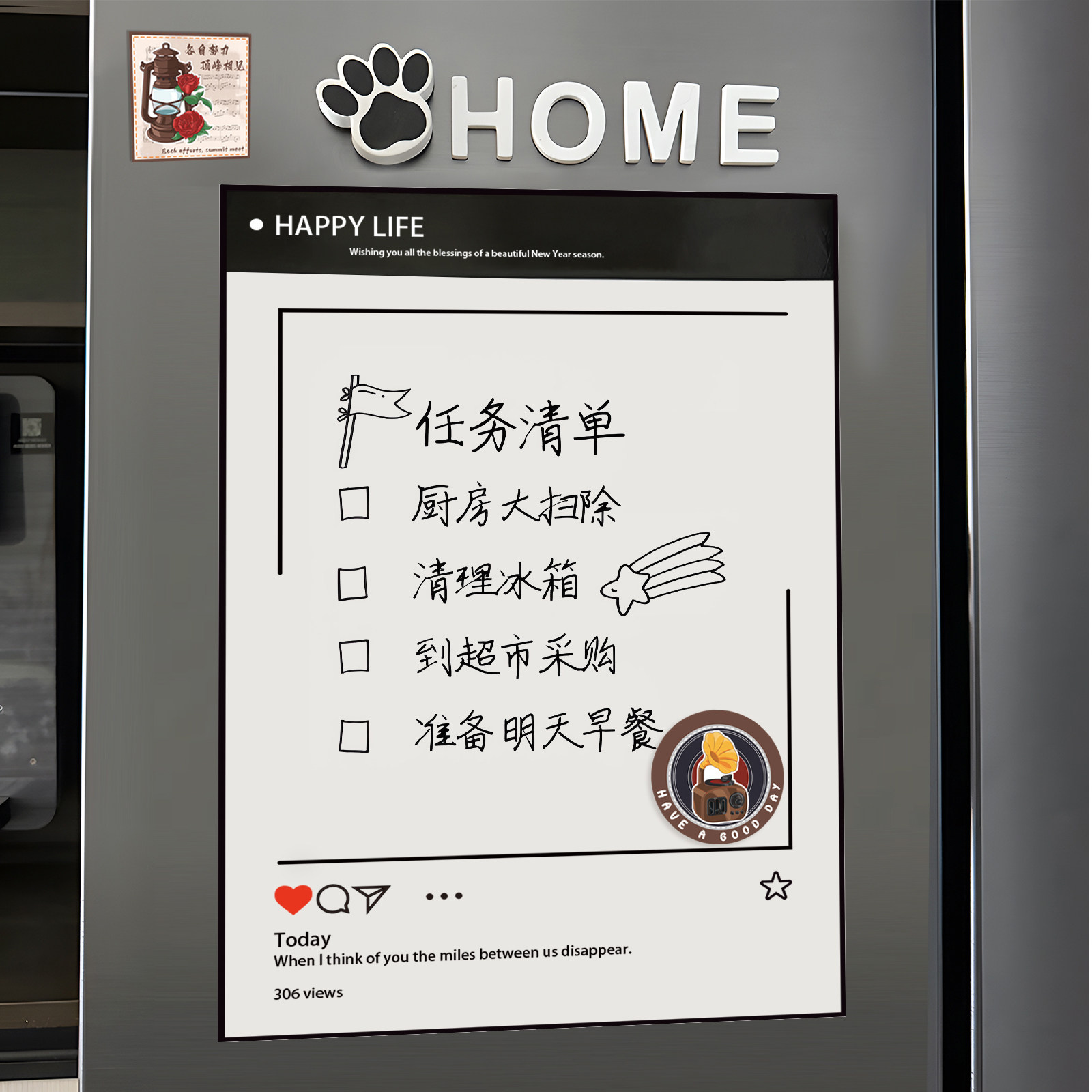 2025新款冰箱贴留言板磁贴装饰计划表写字板磁吸白板黑板贴展示板