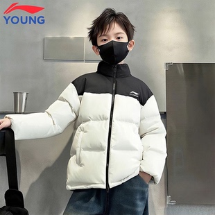 李宁童装儿童短款羽绒服冬季新款防风加厚男女童青少年冬装防寒服