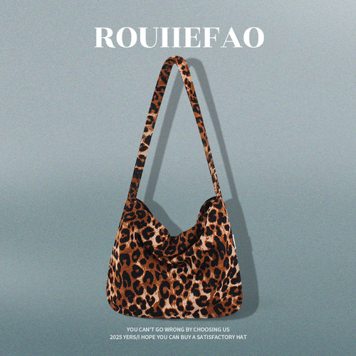 ROUIIEFAO单肩包豹纹大号日韩