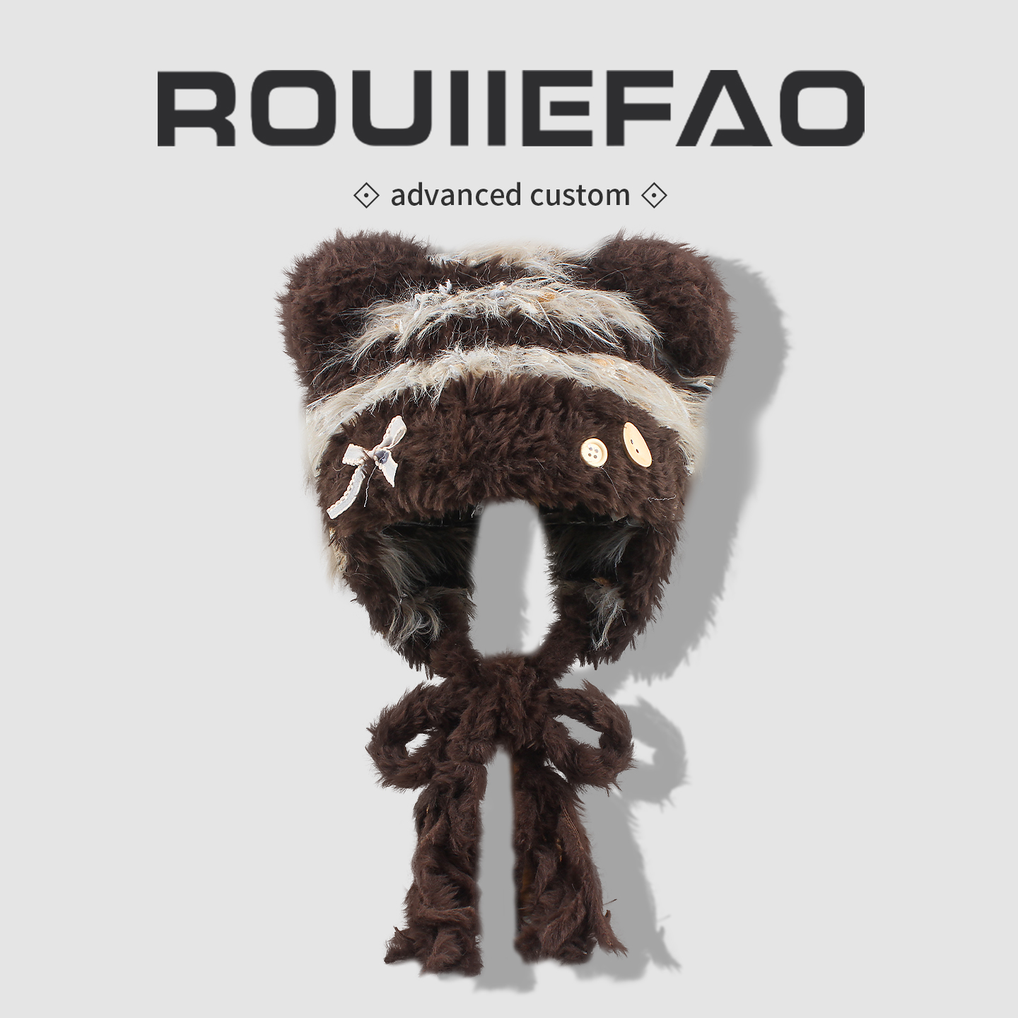 ROUIIEFAO护耳帽可爱条纹加厚