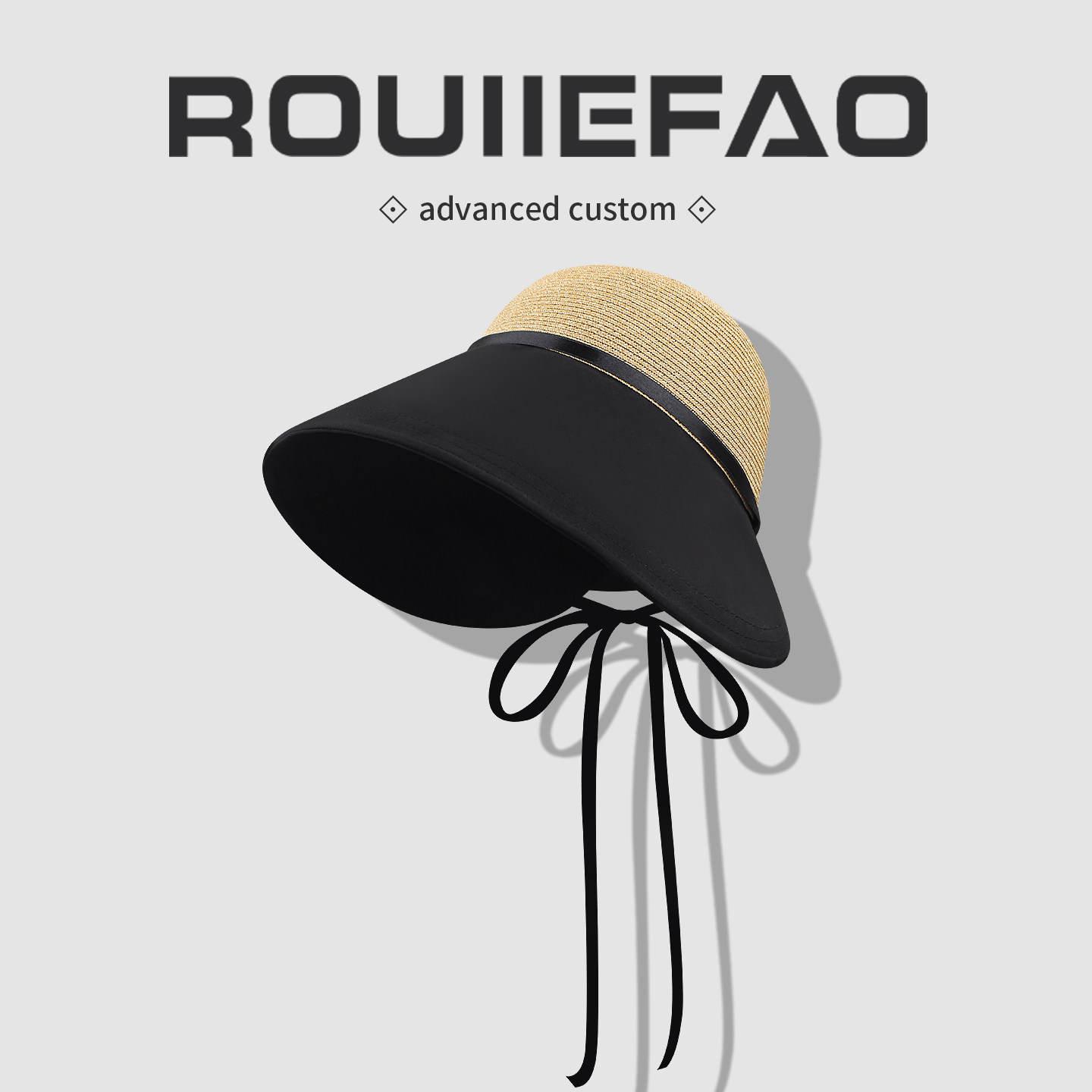 ROUIIEFAO渔夫帽草编拼接大檐
