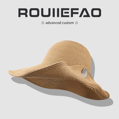 ROUIIEFAO草帽大帽檐可折叠