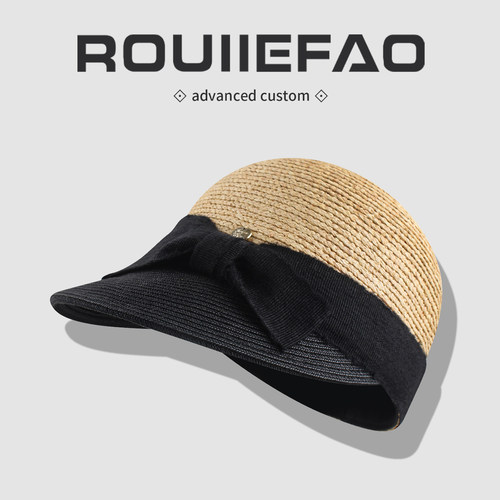 ROUIIEFAO鸭舌帽蝴蝶结拼接