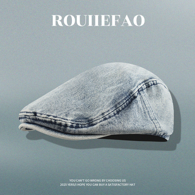 日系复古做旧水洗牛仔前进帽女2025新款反戴鸭舌帽显脸小贝雷帽子,服饰配件/皮带/帽子/围巾,帽子,淘宝优惠券,粉丝福利购,淘宝优惠卷