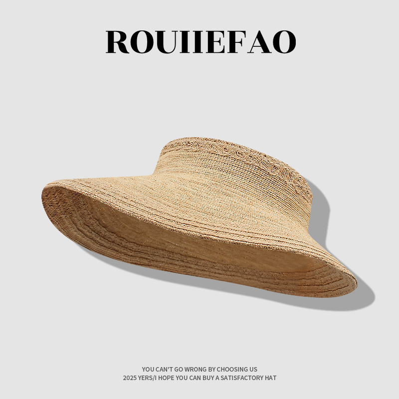 ROUIIEFAO空顶帽大帽檐可折叠