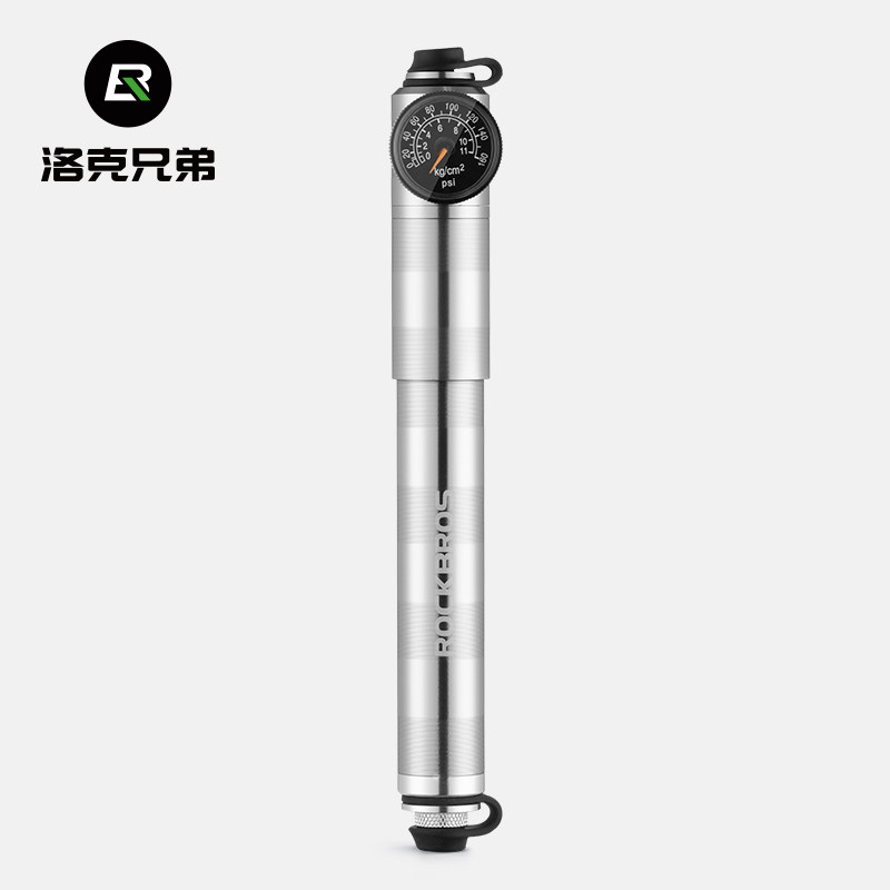 洛克兄弟便携打气筒自行车高压气压表山地公路车电动车篮球充气泵