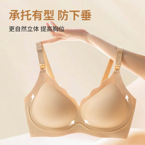 86089孕妇哺乳文胸 软支撑条隐形粉底液轻薄无痕前开扣哺乳内衣 - 封面
