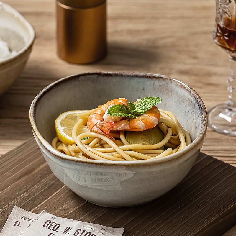 日式复古风陶瓷异形碗创意窑变釉餐具家用米饭碗粥碗小碗饭碗面碗