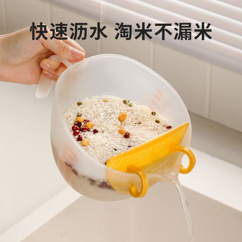 大容量过滤碗带刻度量杯鸡蛋搅拌碗蛋液过滤网家用烘焙滤勺漏勺