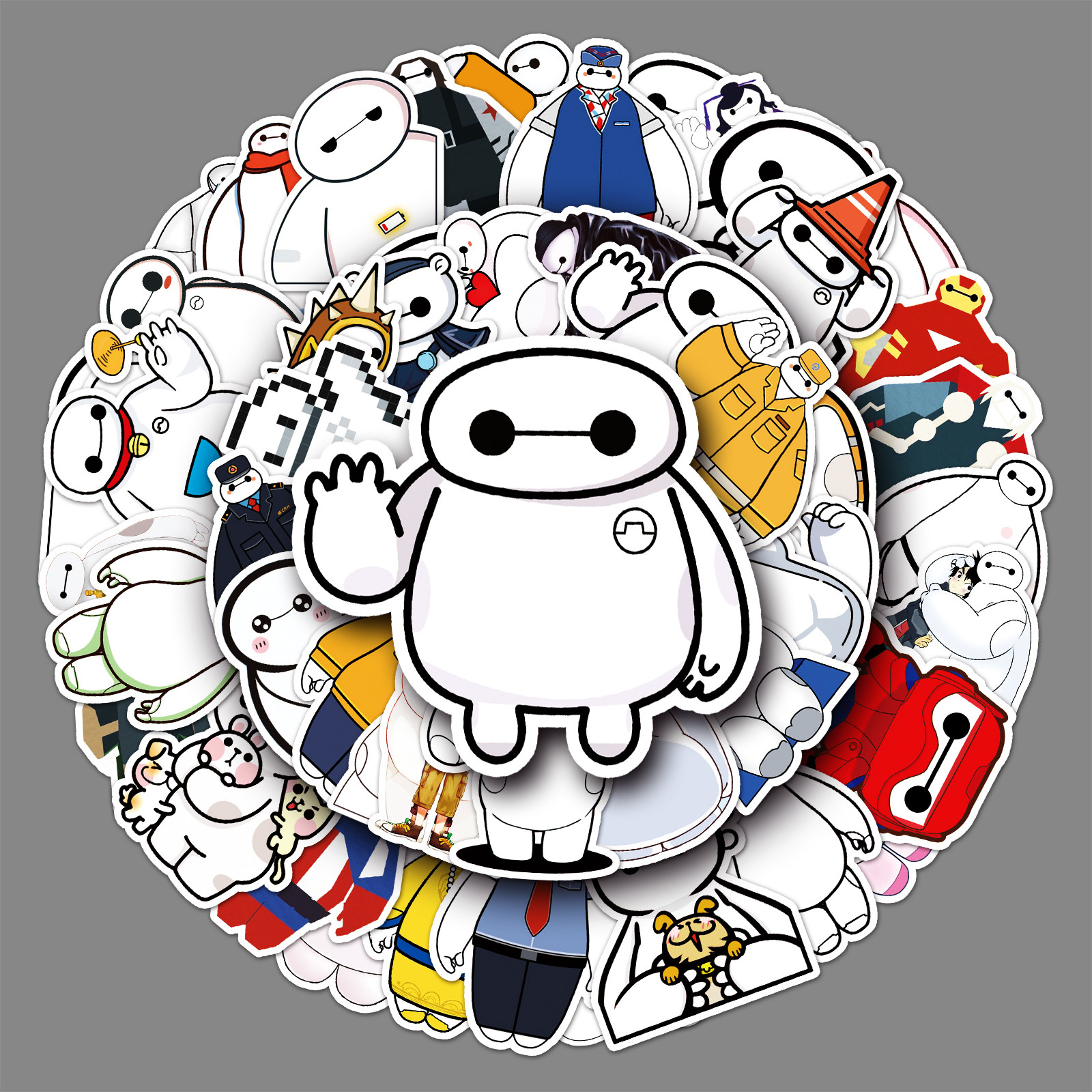 51张暖心大白卡通笔记本电脑手机平板滑板行李箱潮牌防水手账贴纸