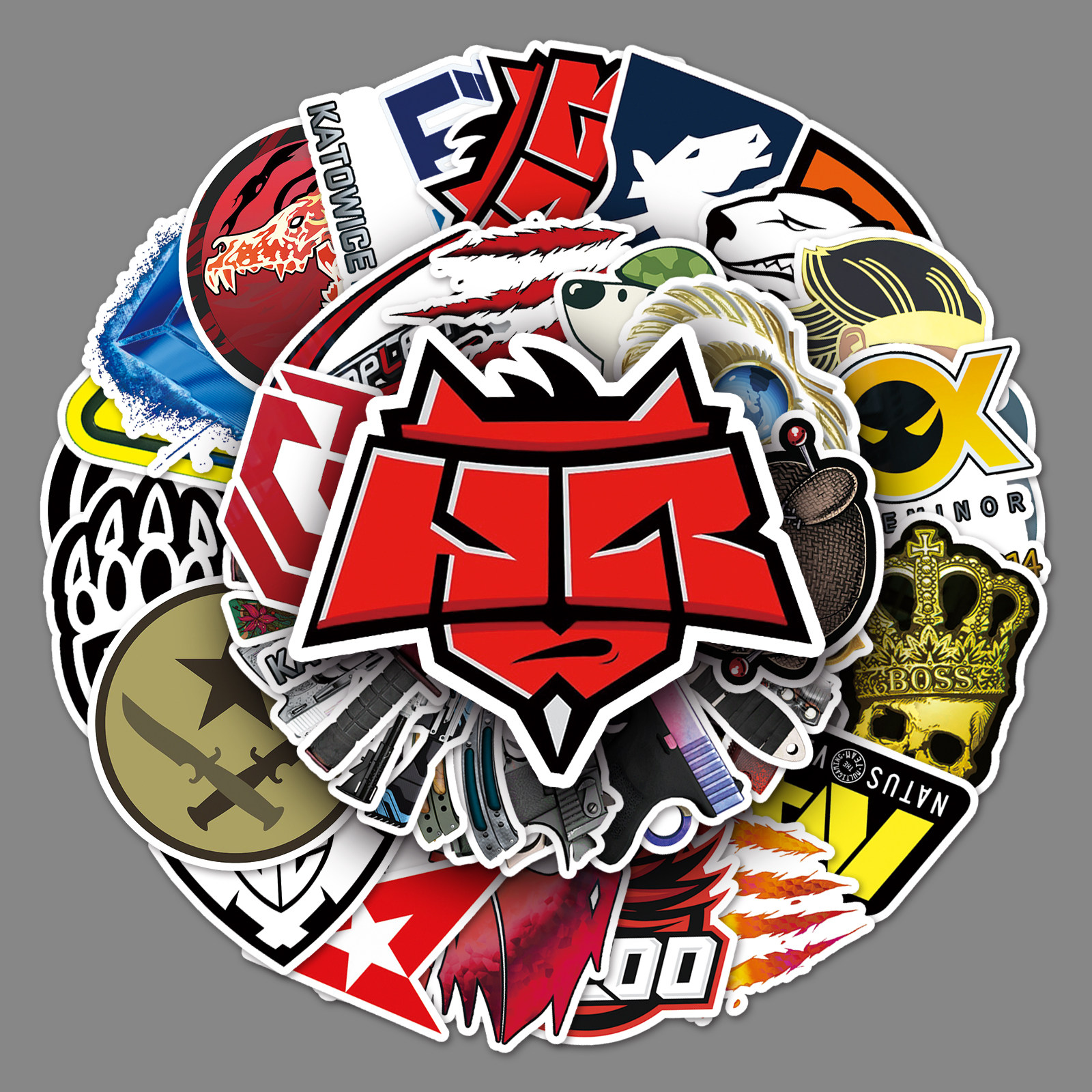 52张csgo周边titan贴画印花全息泰坦咆哮皇冠大眼diy电脑防水贴纸