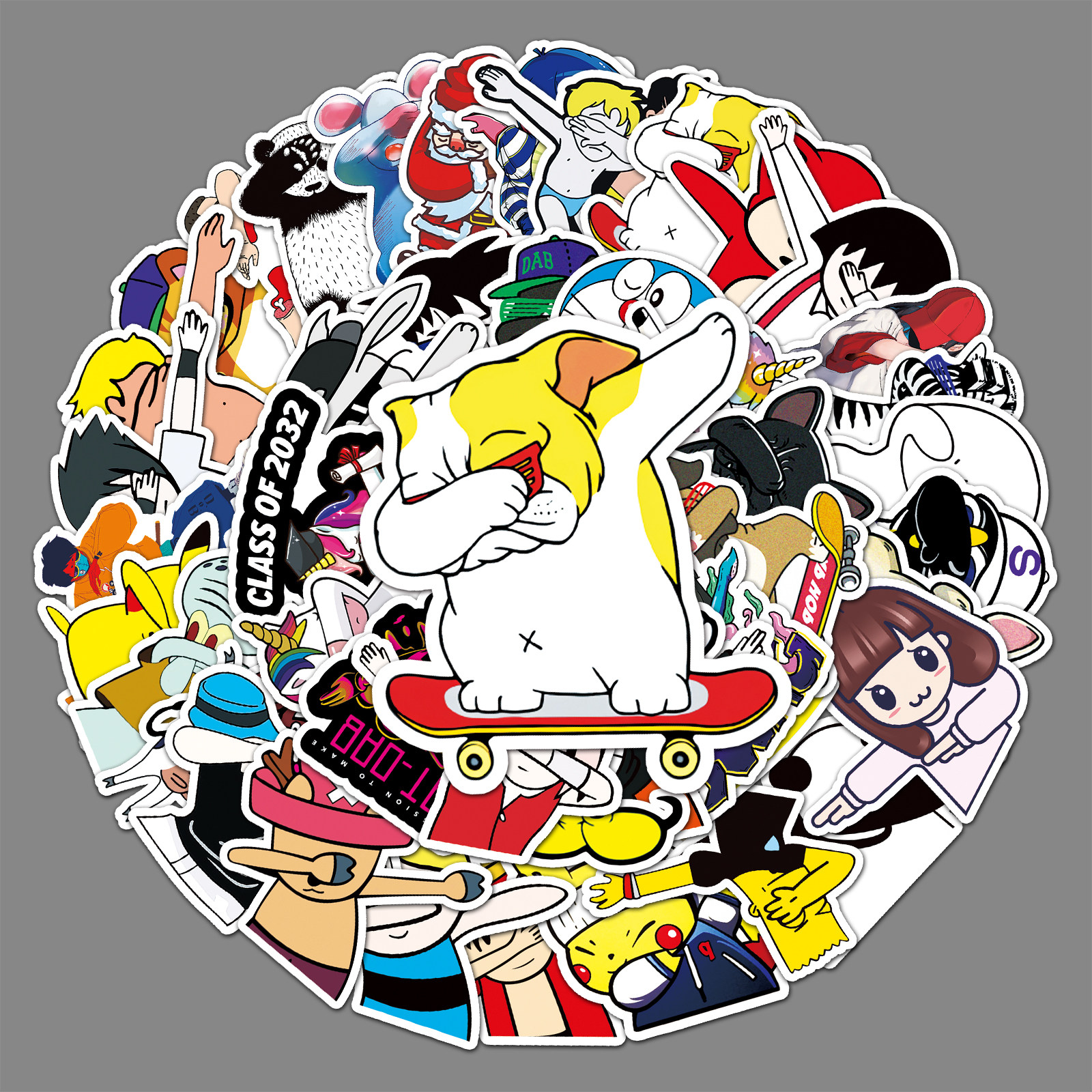 50张个性创意遮脸手势卡通人物贴纸装饰行李箱车身滑板笔记本电脑