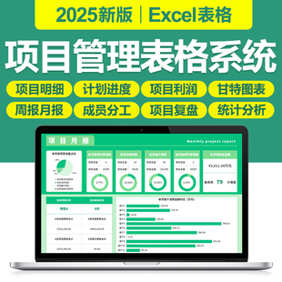 2025项目管理计划跟踪Excel表格工程进度横道图甘特图日周月报表