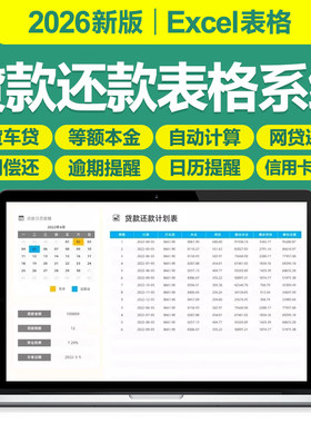 2026房车贷款分期还款excel表格模板信用卡借款偿还计划记录提醒