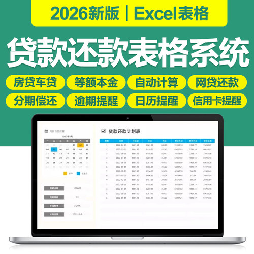 2026房车贷款分期还款excel表格模板信用卡借款偿还计划记录提醒