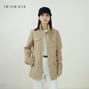 小禾【旅行者】科技面料多口袋立领防风拉链隐藏帽收腰夹克外套