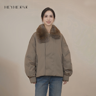 小禾【紫狐】95白鹅绒进口三醋酸原色紫狐宽松休闲巴恩风羽绒服女