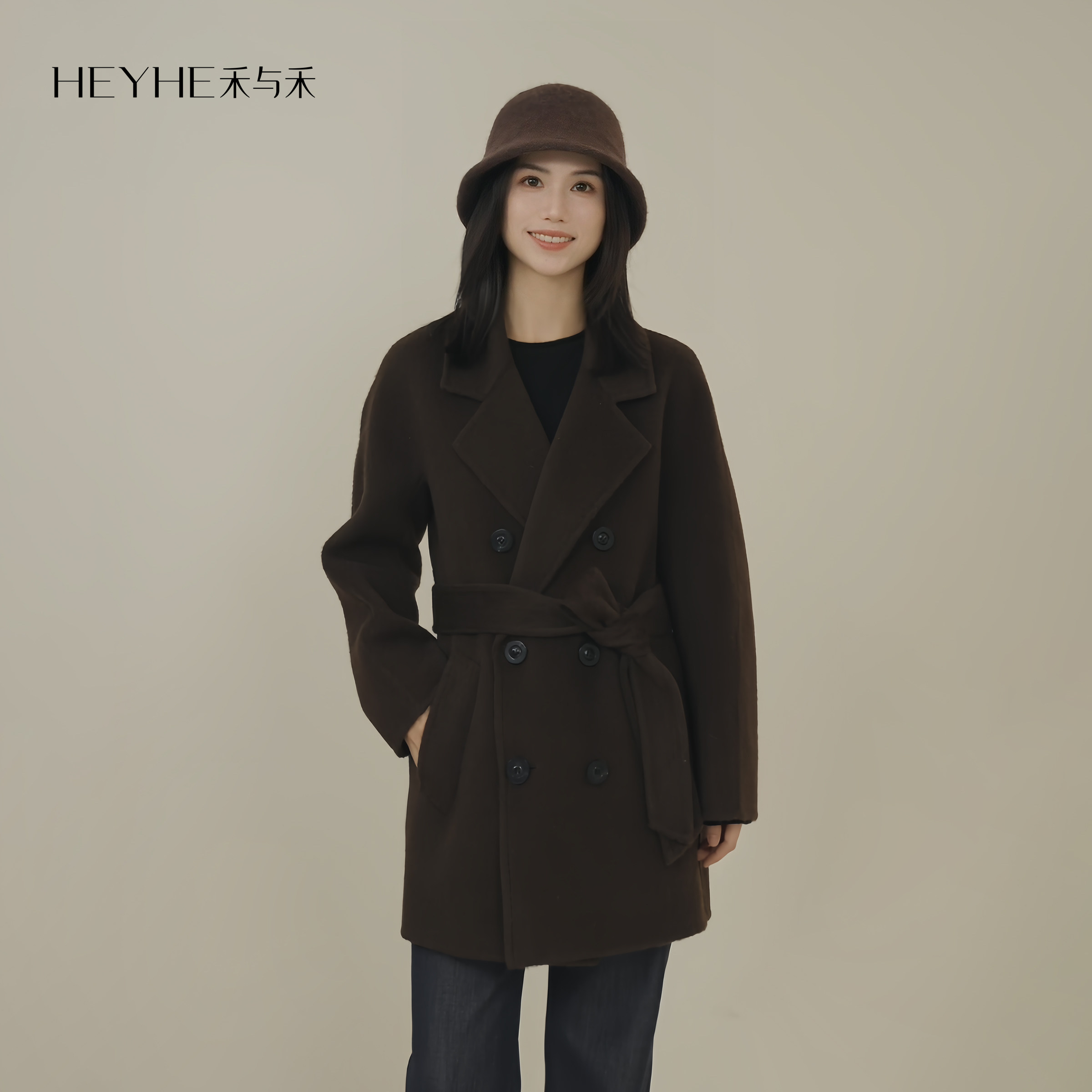 小禾【高原知己】100牦牛绒蓬松绒感双排扣西装领贴袋气质大衣女,女装/女士精品,毛呢外套,淘宝优惠券,粉丝福利购,淘宝优惠卷