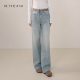 阔腿牛仔裤 小禾 窄版 独家醋酸纳米洗水光泽垂坠修身 女 冰岛牛仔