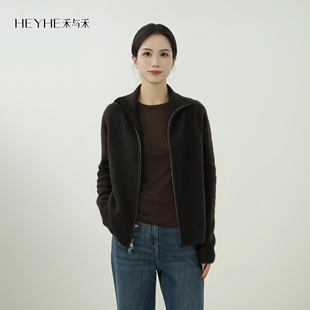 小禾【老友记】100牦牛绒拉绒双开拉链立领加厚针织开衫毛衣外套