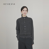 等天晴2.0 100绵羊毛复古排扣半高领简约薄款 开衫 小禾 针织衫