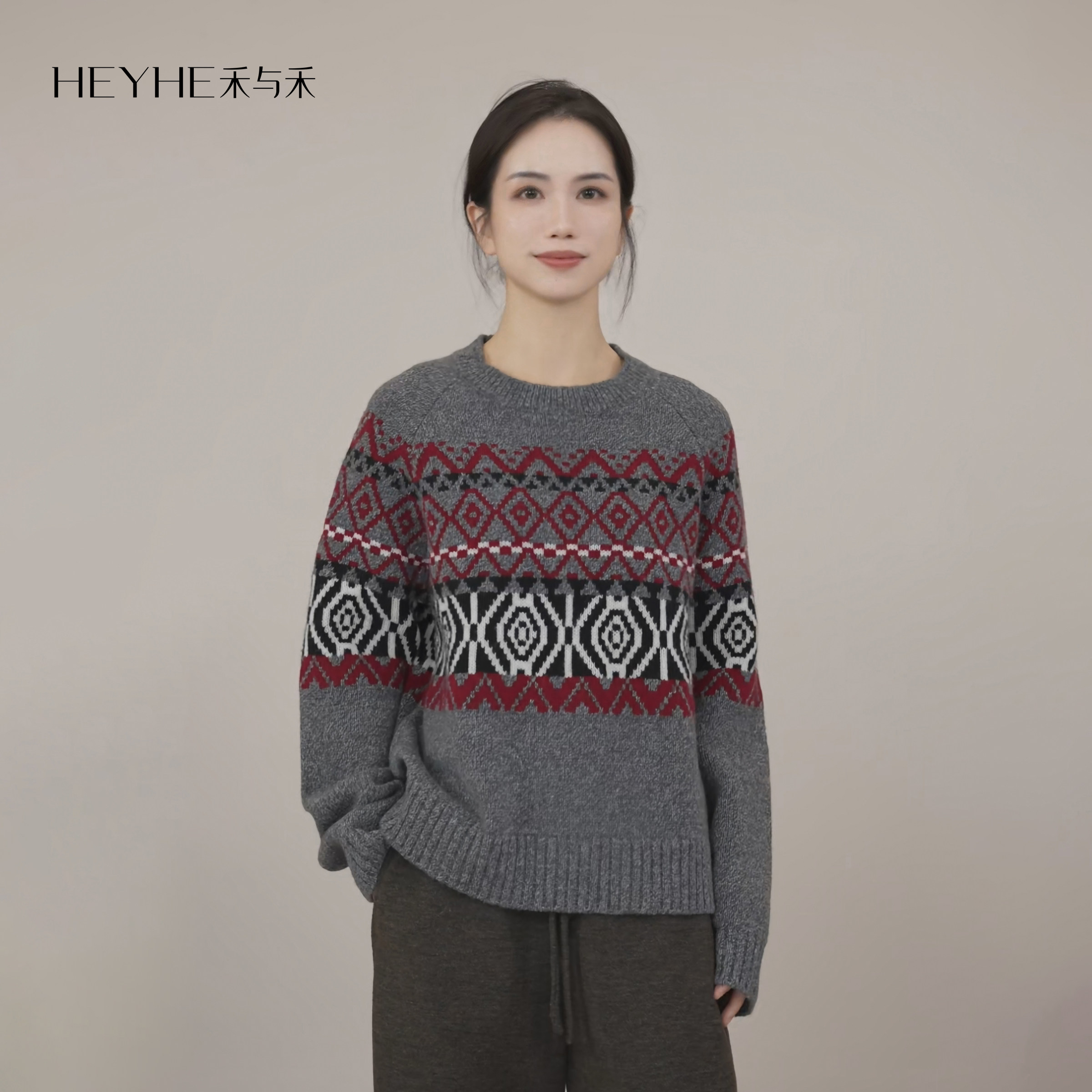 小禾【欧若拉】100绵羊毛费尔岛文艺复古气质秋冬圆领毛针织衫女,女装/女士精品,毛针织衫,淘宝优惠券,粉丝福利购,淘宝优惠卷