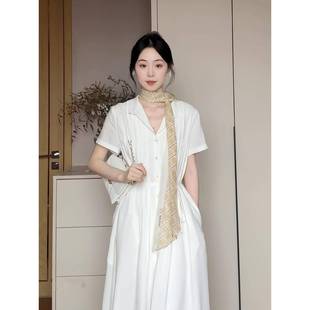 长裙子 学院风清新感白色衬衫 连衣裙女2025年夏季 新款 今年流行爆款