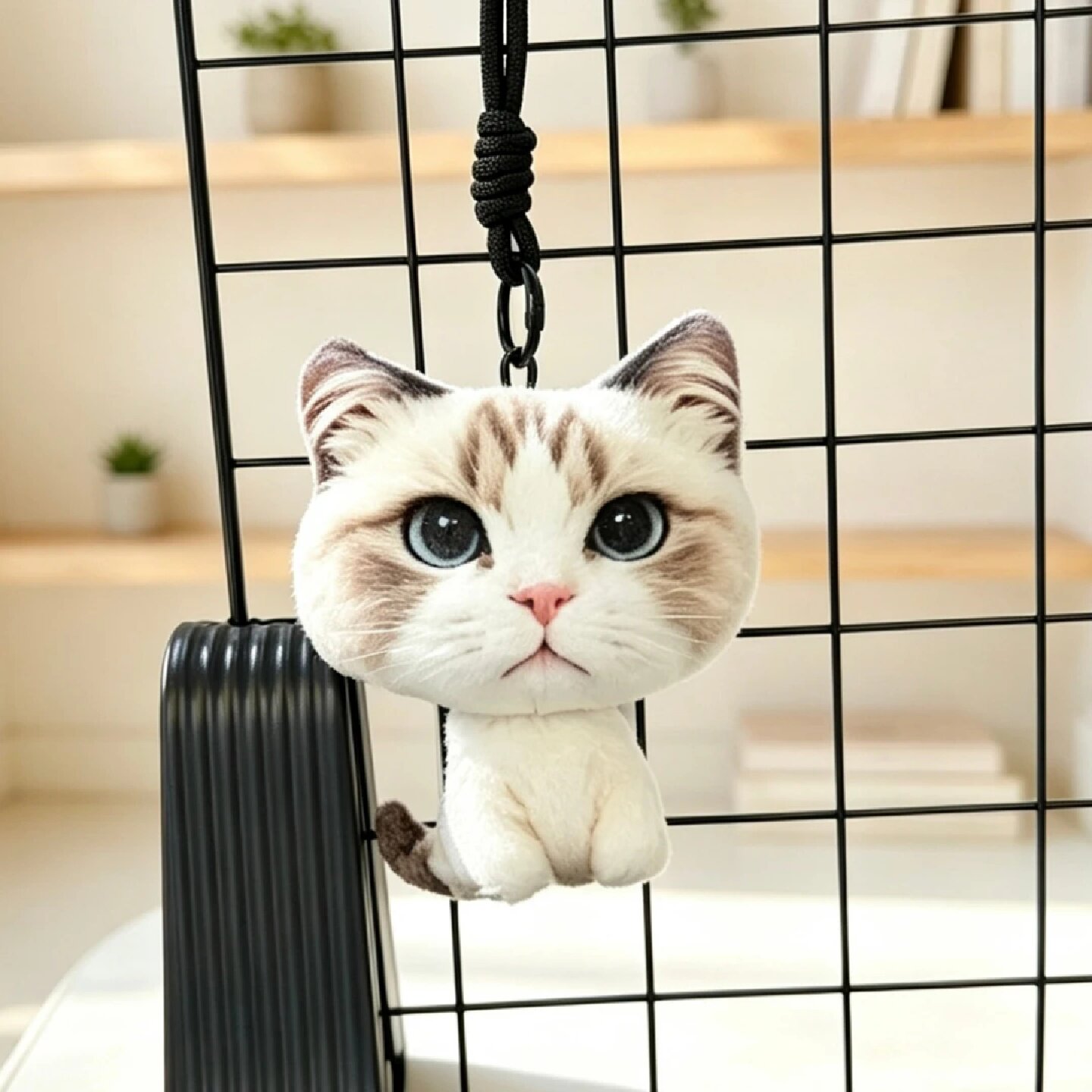 仿真大头猫咪玩偶抱枕毛绒公仔床头腰靠挂件包挂饰搞怪趣味钥匙扣