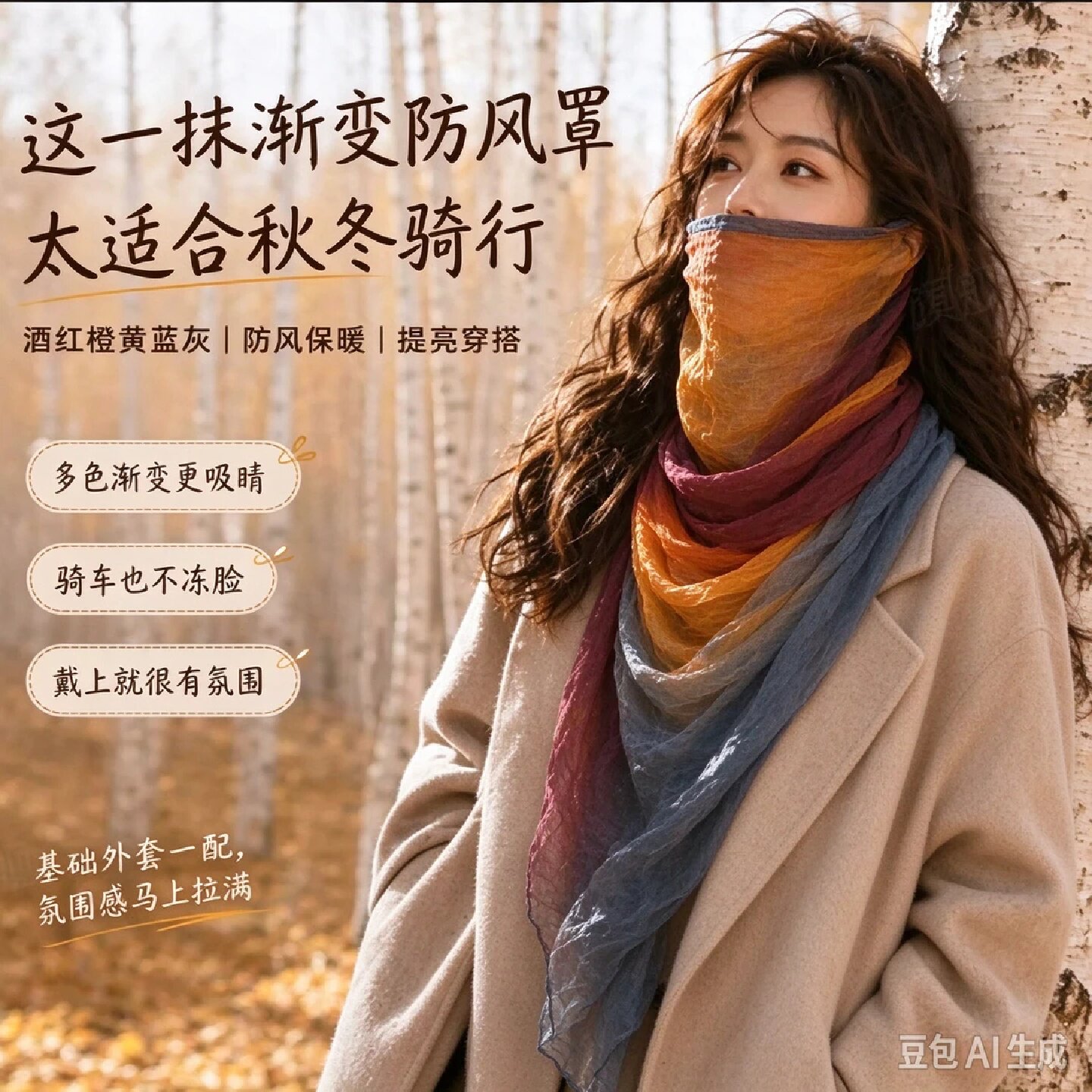 西北敦煌沙漠旅游穿搭废土风薄款褶皱包头防晒披肩围巾女秋冬骑行