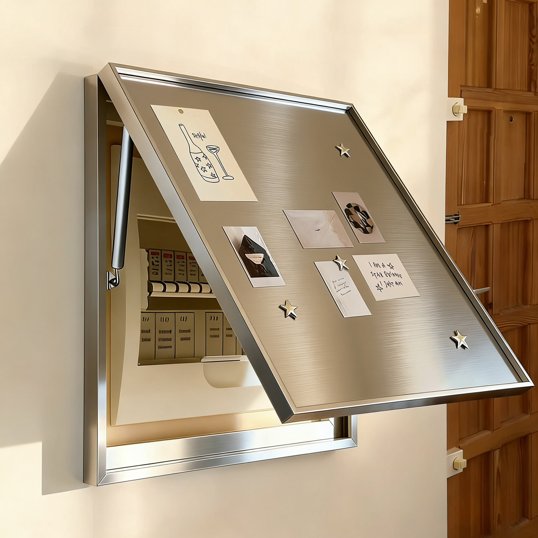 不锈钢磁吸电表箱装饰画金属银色家用配电箱电闸箱遮挡画带盖DIY