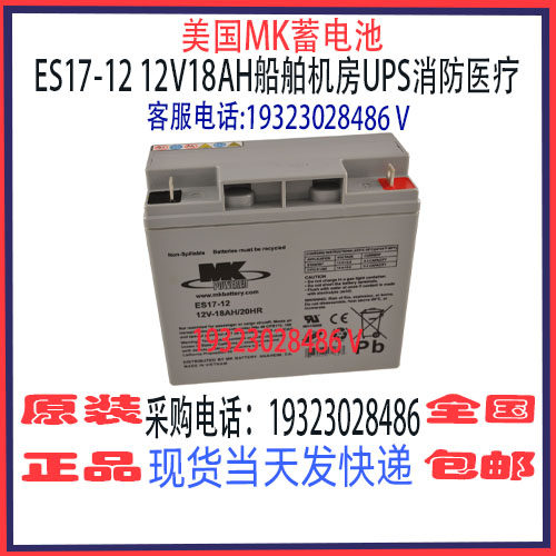 美国MK蓄电池ES17-12 12V18AH免维护 船舶机房UPS消防通讯设备