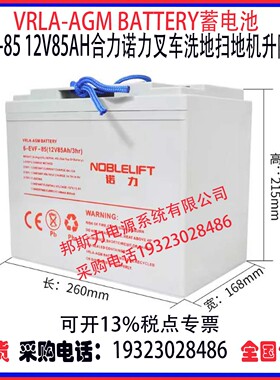 VRLA-AGM BATTERY蓄电池6-EVF-85合力诺力中力叉车扫地洗地机专用