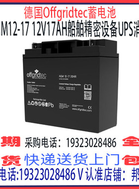 德国offgridtec蓄电池AGM12-17 12V17AH免维护 机房UPS消防应急