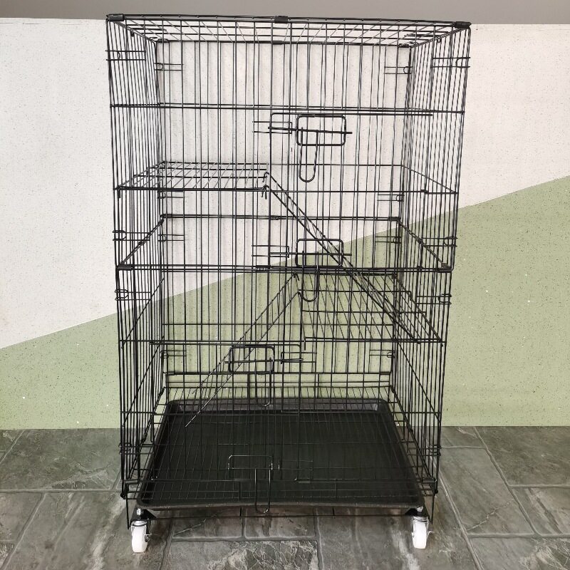 加粗铁丝免安装折叠宠物笼双层猫笼狗笼大中小型犬狗猫窝狗猫别墅