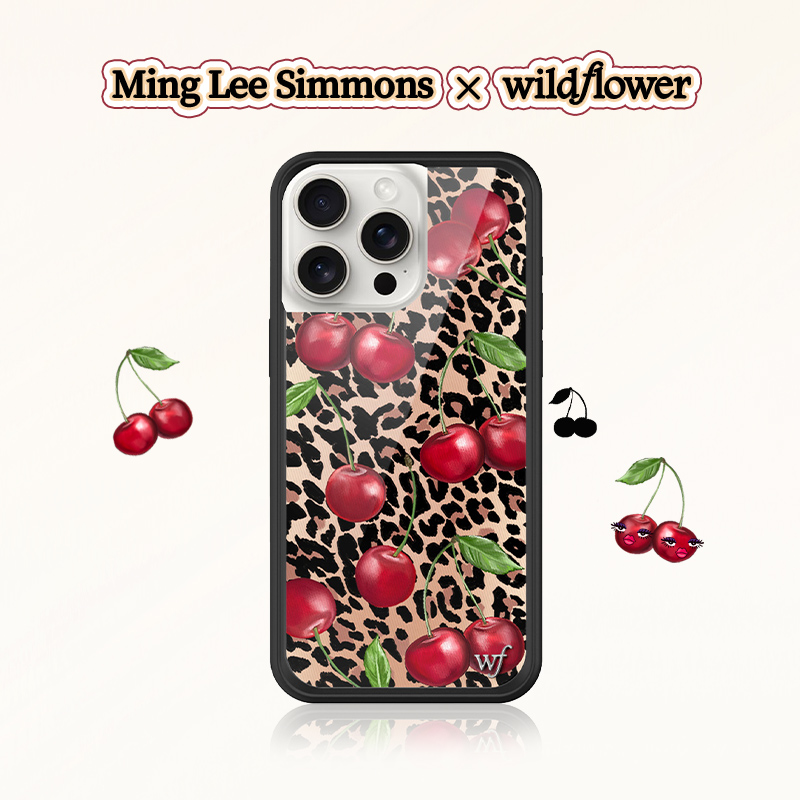 Ming Lee Simmons x Wildflower联名手机壳适用苹果iPhone15/14/Pro/Max硬壳全包防摔保护套时尚wf潮豹纹樱桃 3C数码配件 手机保护套/壳 原图主图