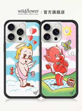 Wildflower小天使&小恶魔手机壳Little Angel & Little devil适用苹果iPhone15/14/13/Pro/Max硬壳全包防摔wf