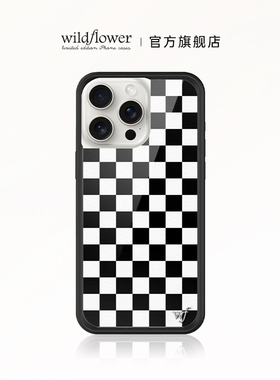 Wildflower黑白棋格手机壳Checkers适用苹果iPhone16/15/14/Pro/Max硬壳全包保护套硅胶防摔时尚个性棋格wf