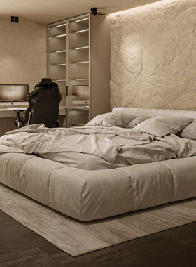 自音奶油风床saba像素床现代简约2024新款意式极简卧室双人床大床