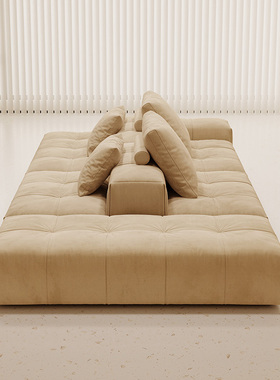 直排双排背靠背saba像素沙发布艺奶油风客厅意式极简方块模块横厅