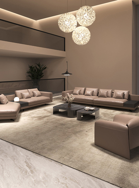 异形转角大户型真皮沙发现代轻奢意式极简别墅大平层客厅Poliform