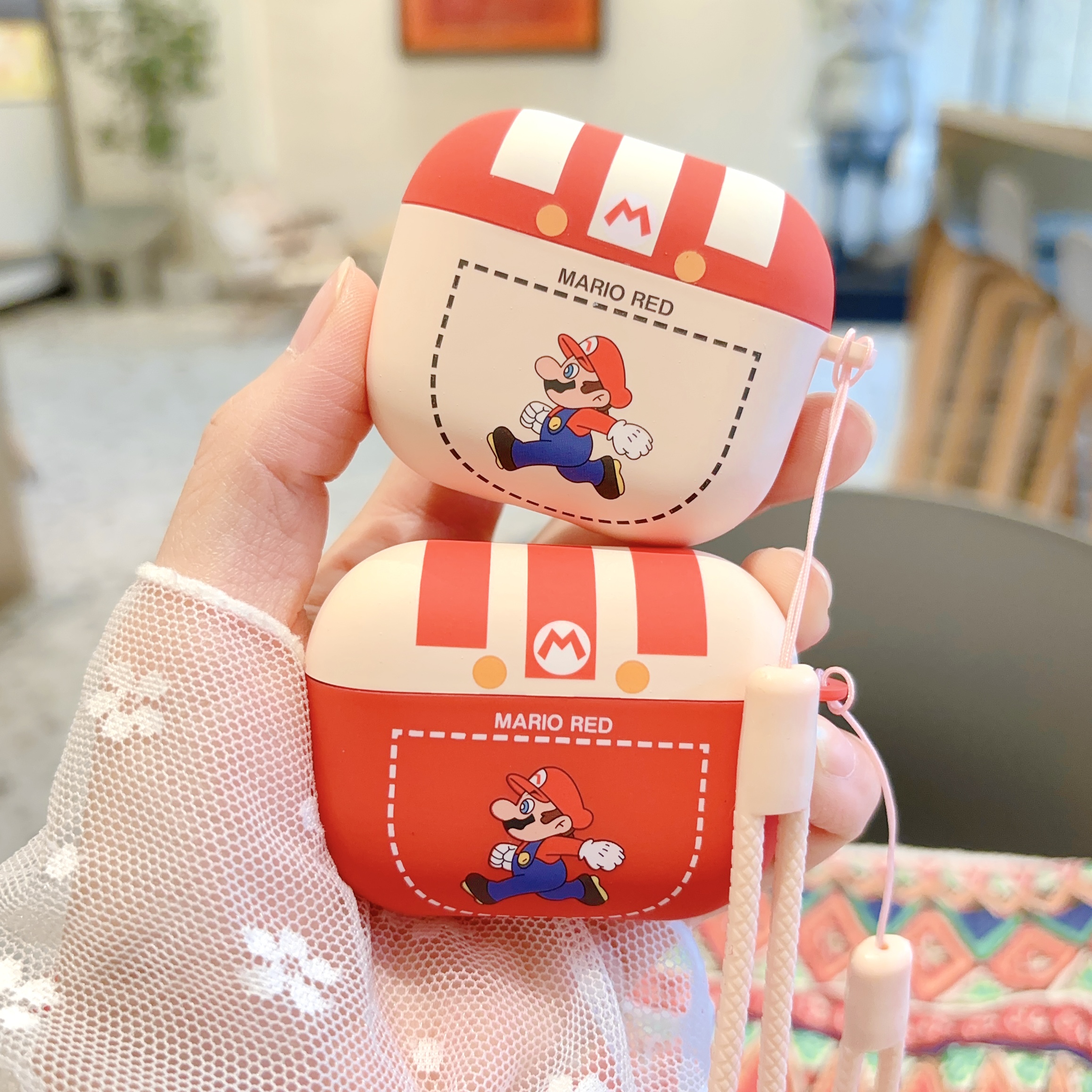 可爱马里奥适用苹果airpods pro2送挂绳第五代耳机套airpods4降噪版软airpods3蓝牙耳机保护壳airpods1/2卡通