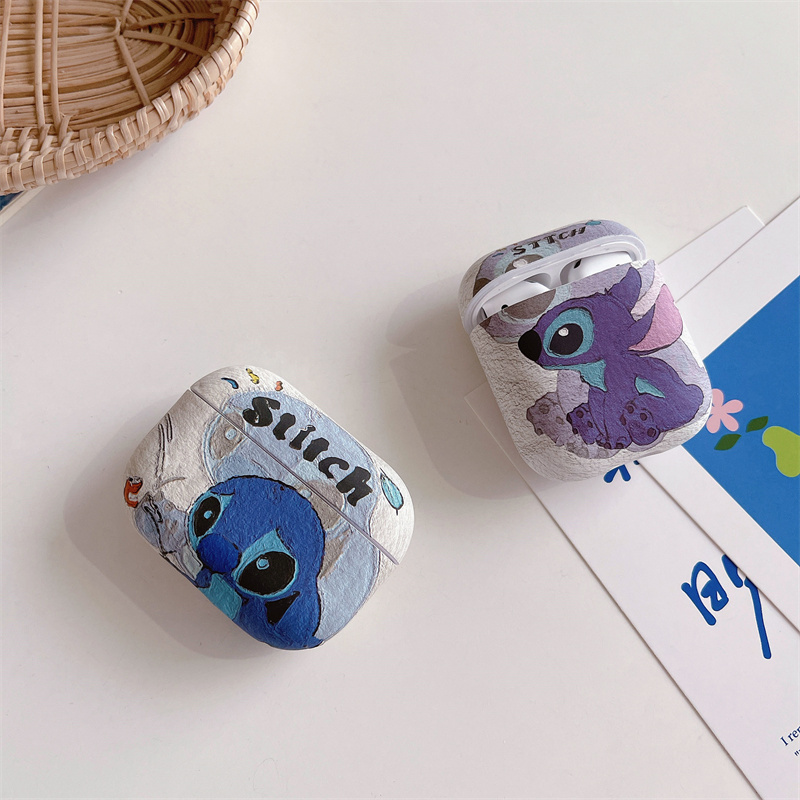 新款涂鸦史迪仔~磨砂耳机套第五代适用苹果airpodspro二代三代新款硅胶airpods1/2代无线蓝牙耳机保护套pro2