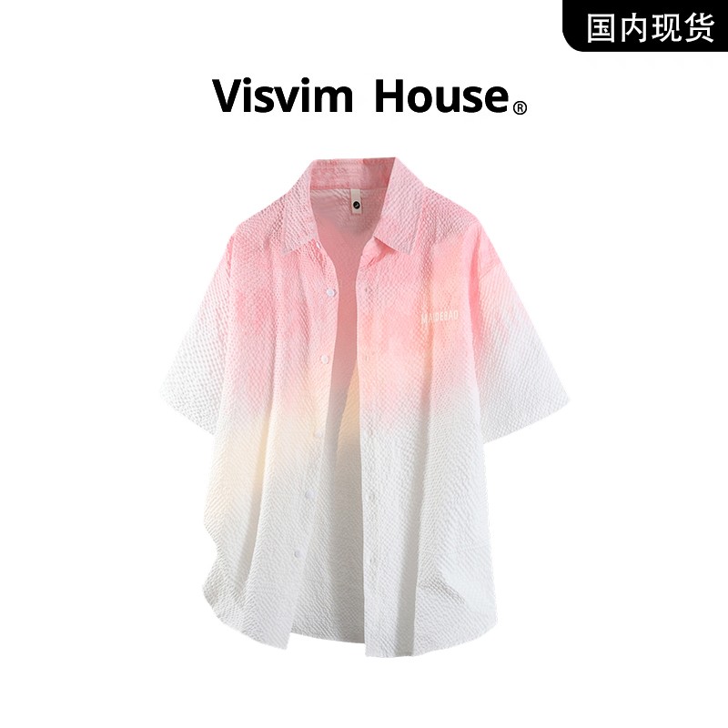 品牌现货撤柜】VISVIM WINGS夏季新款渐变薄款休闲花衬衫短袖男士